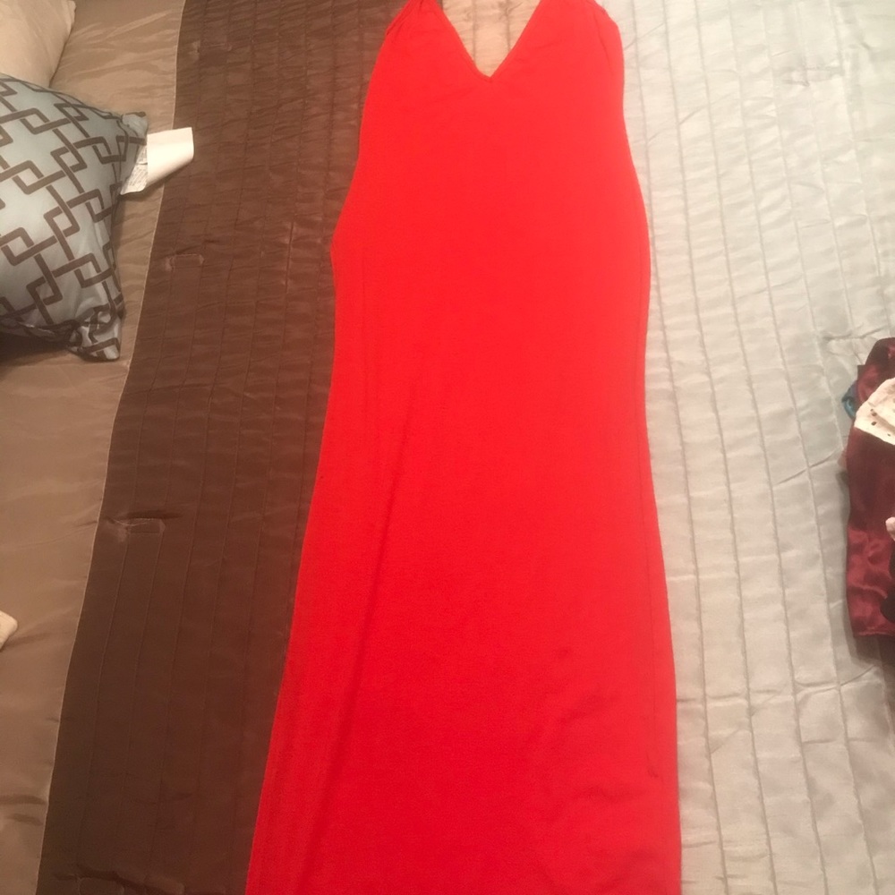 Long red sexy maxi dress..has slit.